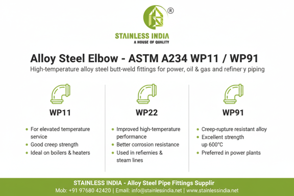 SS 347H 180° SR Elbow