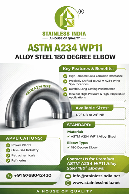SS 347H 180° SR Elbow
