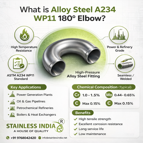 SS 347H 180° SR Elbow