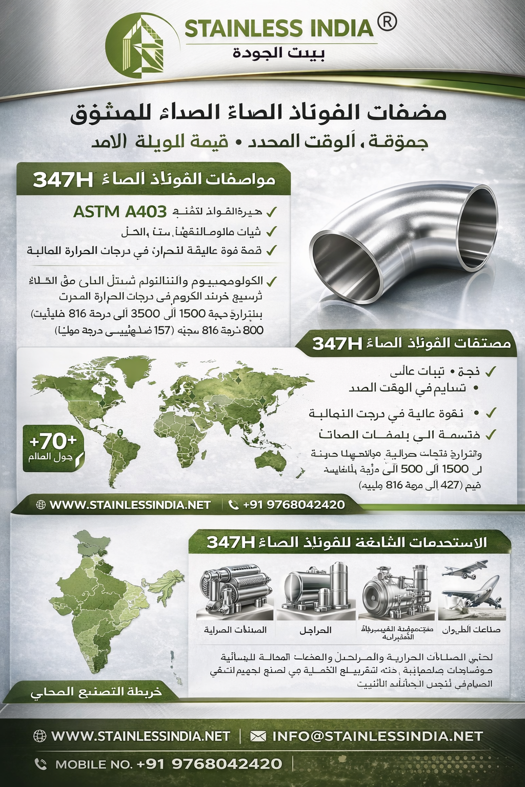 Stainless Steel 347H Short Radius Elbow